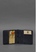 Фото Мужское кожаное портмоне синее1.0 зажим для денег Карбон