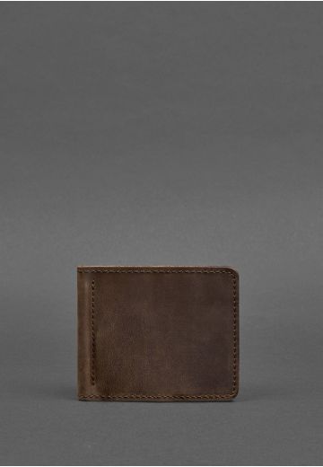 Мужское кожаное портмоне темно-коричневое 1.0 зажим для денег