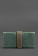 Фото Кожаное женское портмоне 3.0 зеленое с коричневым