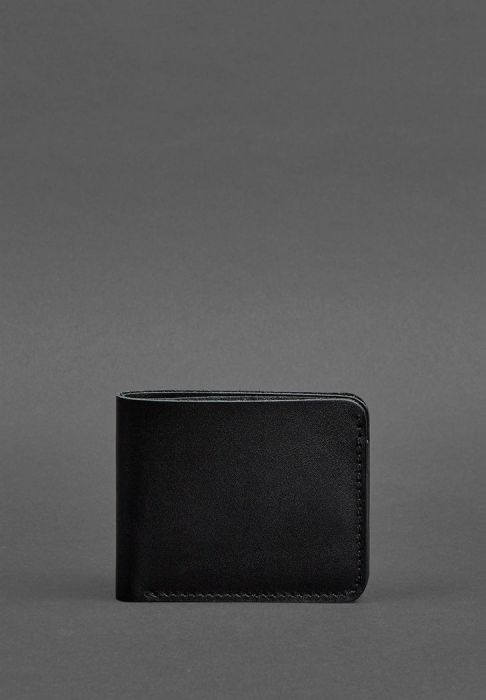 Мужское кожаное портмоне 4.1 (4 кармана) угольно-черное