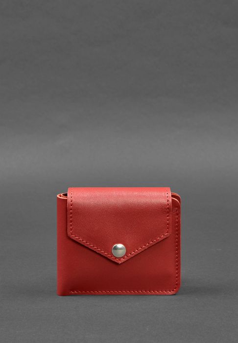 Кожаное портмоне 4.2 на кнопке красный