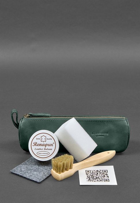 Фото Набор для ухода за кожаными изделиями в кожаном чехле зеленый (BN-set-3-iz)