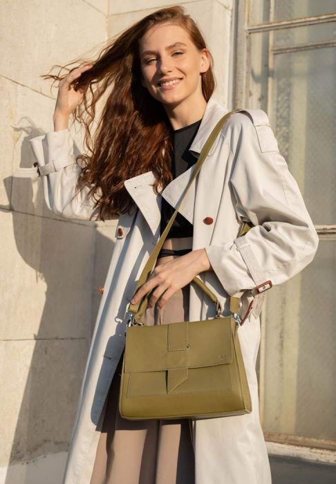 Женская кожаная сумка Ester оливковая