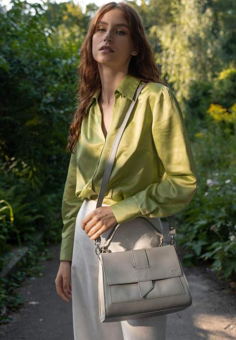 Женская кожаная сумка Ester серая