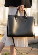 Женская кожаная сумка Fancy A4 черная краст (TW-Fency-А4-black) фото