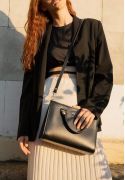 Жіноча шкіряна сумка Fancy чорна краст (TW-Fency-black) - фото
