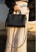 Жіноча шкіряна сумка Fancy чорна краст (TW-Fency-black) - фото