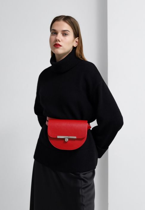 Женская кожаная сумка поясная-кроссбоди Bridget красная