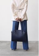 Женская сумка из натуральной кожи Business темно-синяя - Фото 4 