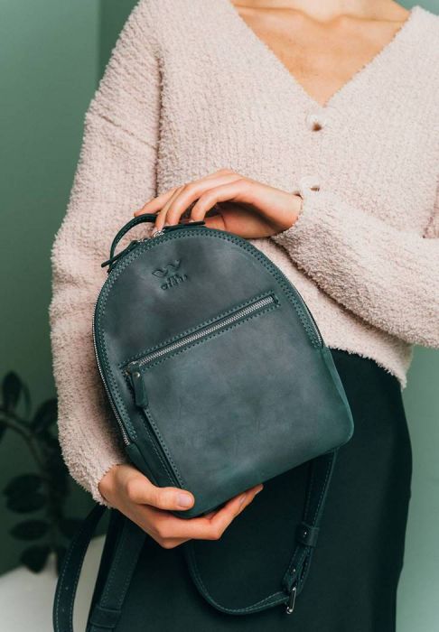 Кожаный рюкзак Groove S зеленый винтажный