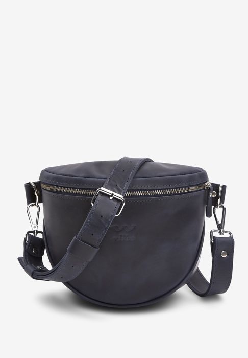 Кожаная сумка поясная-кроссбоди Vacation синяя винтажная