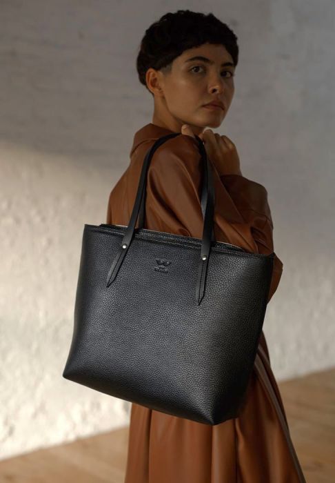 Кожаный шоппер Walker Mini черный флотар