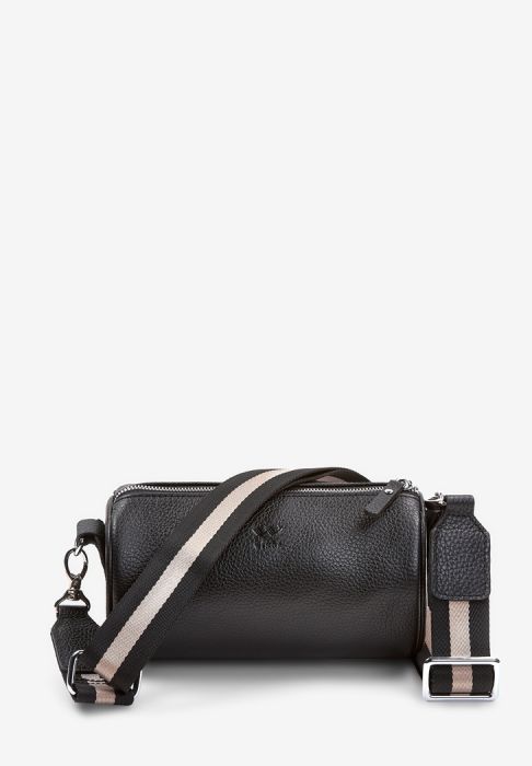 Кожаная сумка поясная-кроссбоди Cylinder черная флотар