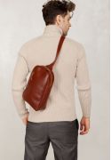 Чоловіча шкіряна сумка Chest bag світло-коричнева (TW-Chest-bag-kon-ksr) фото