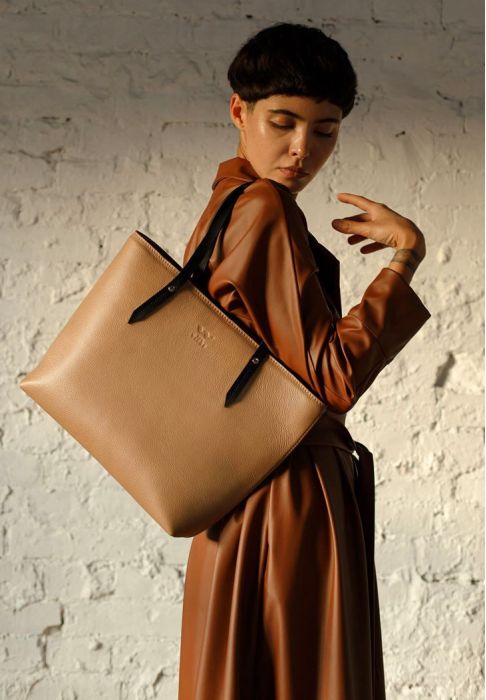 Кожаный шоппер Walker Mini карамель флотар