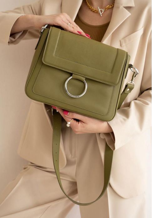 Женская кожаная сумка Jessie оливковая