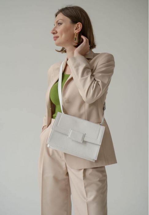 Женская кожаная сумка Kelly белая