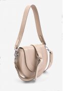 Женская кожаная сумка Mandy светло-бежевая - Фото 3 