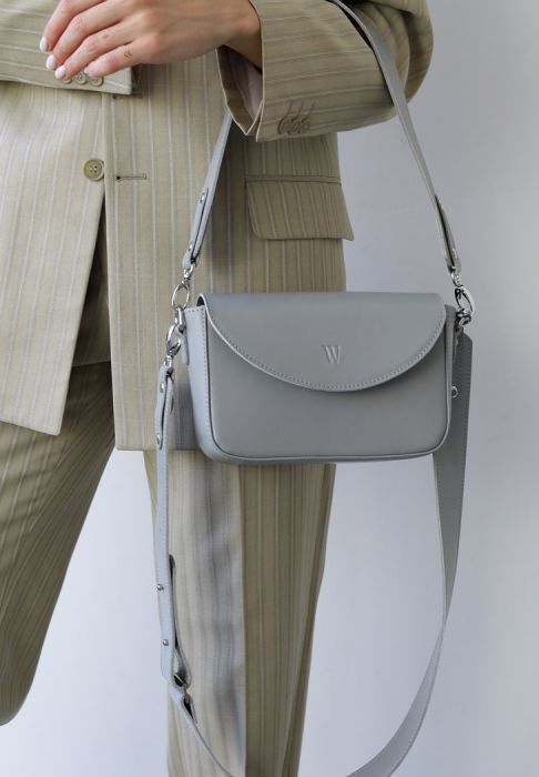 Женская кожаная сумка Molly серая