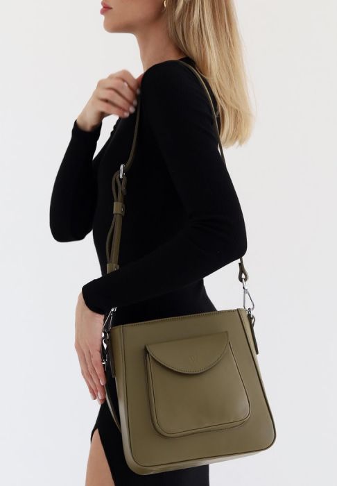 Женская кожаная сумка Stella оливковая