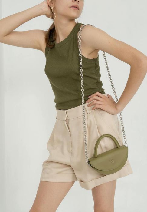 Женская кожаная мини-сумка Сhris micro оливковая