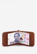 Фото Кожаный зажим для денег светло-коричневый винтаж (TW-MoneyClip-kon-crz)