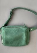 Фото Поясна сумка Easy зелена вінтажна зі шкіряним ременем (TW-Izi-green-crz-1)