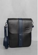 Фото Чоловіча шкіряна сумка Mini Bag чорно-синій (TW-Mini-bag-m-black-blue-ksr)
