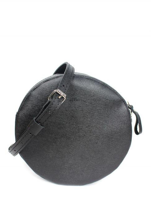 Женская кожаная мини-сумка Bubble черная сафьян