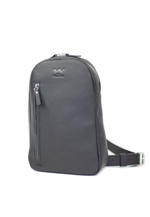 Мужская кожаная сумка Chest bag черная флотар