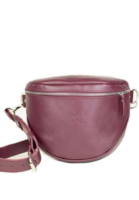 Кожаная сумка поясная-кроссбоди Vacation бордовая