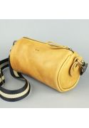Шкіряна сумка поясна-кроссбоді Cylinder жовта вінтажна (TW-Cilindr-yell-crz) фото