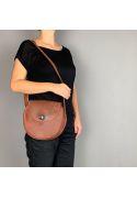 Жіноча шкіряна сумка Кругла світло-коричнева вінтажна (TW-RoundBag-kon-crz) фото