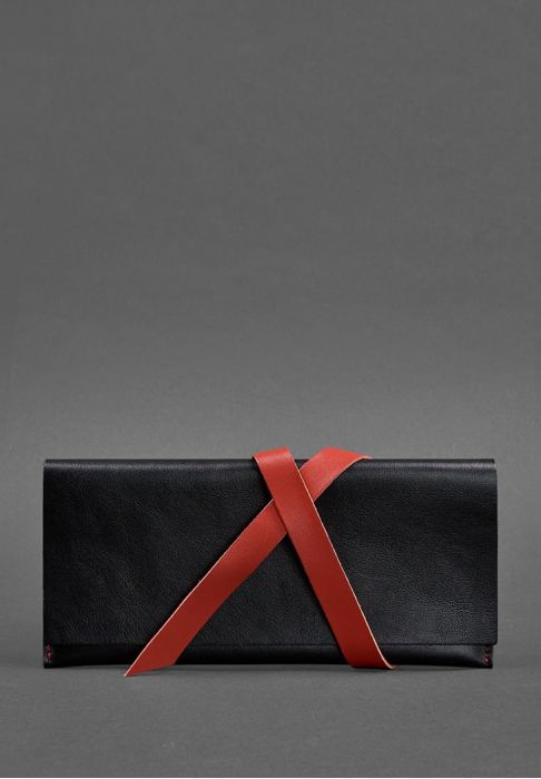 Шкіряний жіночий тревел-кейс Voyager 1.0 чорний з червоним