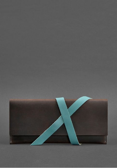 Фото Кожаный женский тревел-кейс Voyager 1.0 темно-коричневый с бирюзовым