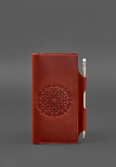 Кожаный женский тревел-кейс 3.0 коралловый с мандалой