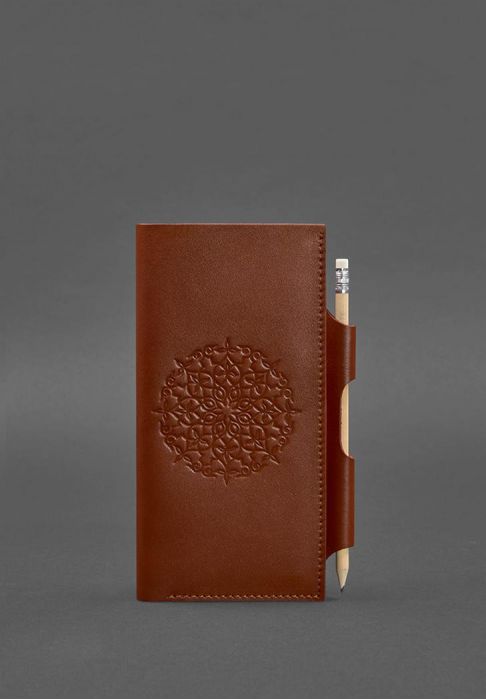 Кожаный тревел-кейс 3.0 светло-коричневый с мандалой краст
