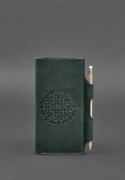 Кожаный женский тревел-кейс 3.0 зеленый с мандалой