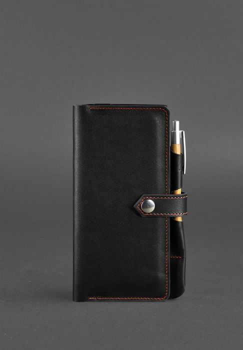 Кожаный тревел-кейс 4.0 черный с оранжевым