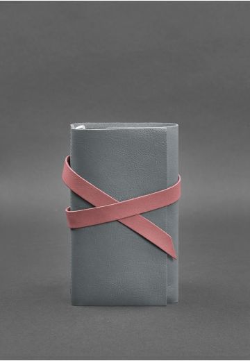 Жіночий шкіряний блокнот (Софт-бук) 1.0 Сірий з рожевим