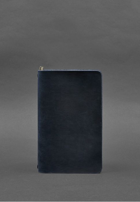 Кожаный блокнот (софт-бук) 8.0 на резинке синий Crazy Horse