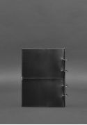 Фото Кожаный блокнот на кольцах (софт-бук) 9.0 в мягкой черной обложке